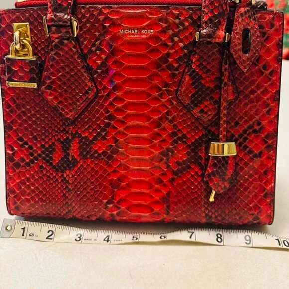 Michael Kors Red Python Casey Satchel - Crimson - Picture 3 of 7